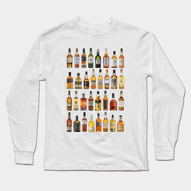 Whiskey Bottles Long Sleeve T-Shirt by Dennson Creative